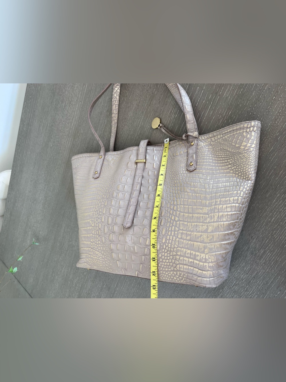 Brahmin Croc-Embossed Tote in Light Taupe - Picture 9 of 15